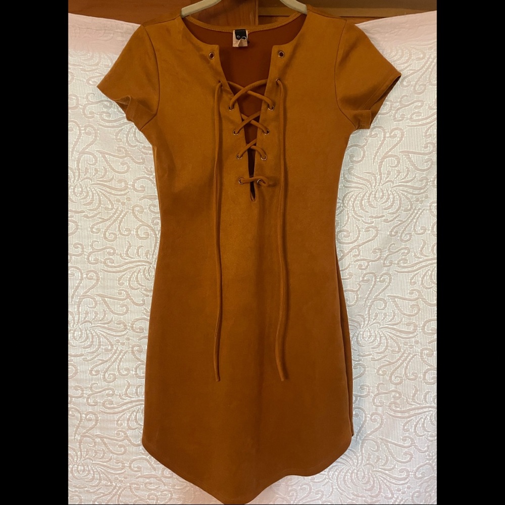 Suede Bodycon Style Dress - Picture 1 of 4